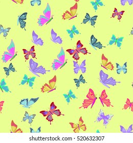 Seamless pattern lovely  butterflies fly vector illustration