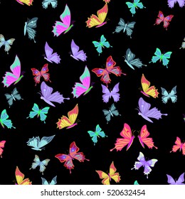 Seamless pattern lovely  butterflies fly vector illustration