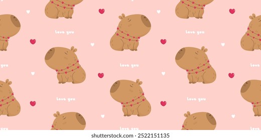 Padrão sem emenda com capivara adorável