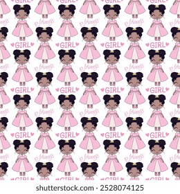 Seamless pattern with lovely cute princesses and princes. Ideal for printing on fabric or paper