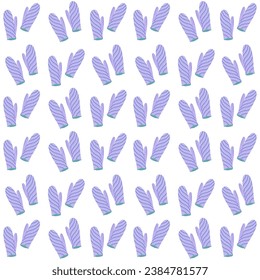 Nahtloses Muster mit hübschen Strickfäusten. Warme Winterkleidung. Handgezeichneter, flacher Vektorhintergrund. 
