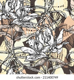 Seamless pattern lovely lilies
