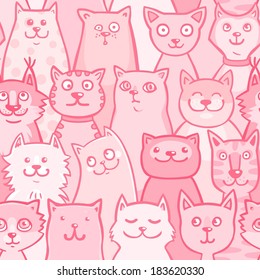 seamless pattern lovely pink cats