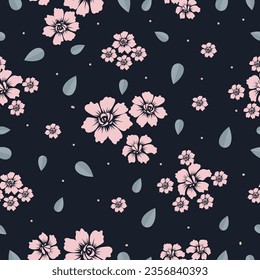 Seamless pattern with lovely pink flowers.  