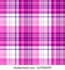 Seamless pattern in lovely pink, white and purple colors for plaid, fabric, textile, clothes, tablecloth and other things. Vector image.
