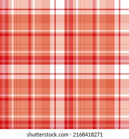 Patrón inmaculado en colores rojo, naranja y blanco adornados con manteles, tejidos, textiles, prendas de vestir, manteles y otras cosas. Imagen vectorial.
