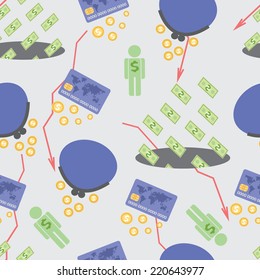 Seamless pattern low salary, little money, money, Finance, background for websites