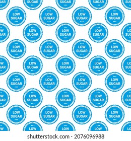 Seamless pattern with low sugar sticker isolated on white background. Vector illustration