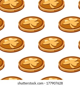 Seamless pattern with lucky golden coins for St. Patrick's day
