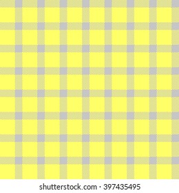 Seamless pattern Lumberjack plaid trendy hipster style. The two colors light gray cell on a yellow background.