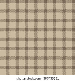 Seamless pattern Lumberjack plaid trendy hipster style. The two colors of dark brown cell on a light brown beige background.