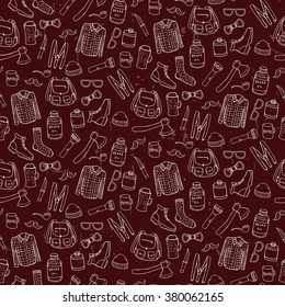 Seamless pattern with lumbersexual elements. Vector illustration