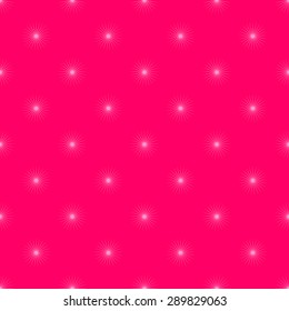 Seamless pattern of luminous stars create the illusion of a bright flash of light berry pink background