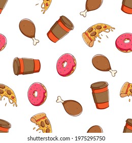 seamless pattern of lunch or fast food