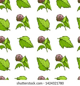 seamless pattern of lush flowers and juicy leaves