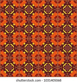 Seamless pattern luxury ornament, eastern style in orange, brown and red colors. Vector element, arabesque for design template. Ornate decor for invitation, greeting card. Turquoise floral art.