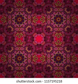 Seamless pattern luxury ornament, eastern style in red, brown and pink colors. Ornate decor for invitation, greeting card. Vector element, arabesque for design template. Turquoise floral art.
