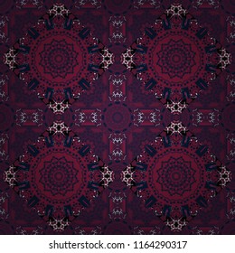 Seamless pattern luxury ornament, eastern style in magenta, red and yellow colors. Turquoise floral art. Ornate decor for invitation, greeting card. Element, arabesque for design template.