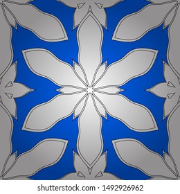 Seamless pattern with Luxury Ornament. Elegant Christmas Poster Template with white, blue and black Elements. Vector illustration.
