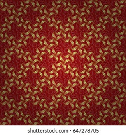 Seamless pattern with Luxury Ornament On a red Background. Vector illustration. Elegant Christmas Poster Template with Golden Elements.