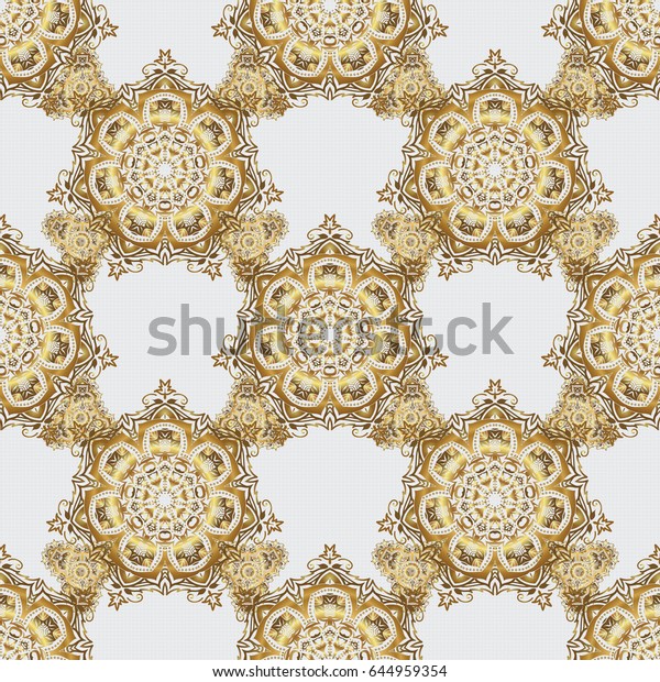 Seamless pattern with Luxury Ornament On a gray\
Background. Vector illustration. Elegant Christmas Poster Template\
with Golden Elements.