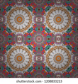 Seamless pattern luxury ornament. Vector ornament bandana in gray, white and brown colors for print, silk neck scarf or kerchief square design style for print on fabric.