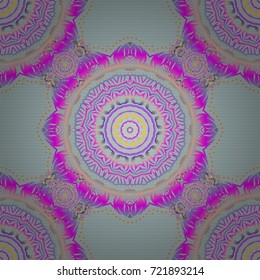 Seamless pattern with Luxury Ornament. Vector illustration. Elegant Christmas Poster Template with violet, beige and yellow Elements.