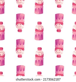 Seamless pattern with lychee flavor Cute delicious drink.