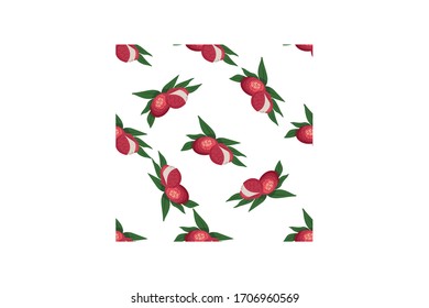Seamless Pattern Lychee Fruit Vector Illustration