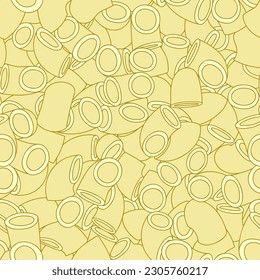 Patrón sin foco con macarrones de pasta. Ilustración vectorial dibujada a mano. Diseño de color plano.