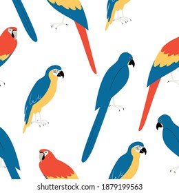 Nahtloses Muster mit Ara. Cartoon Charakter des Vogels. Tierdruck