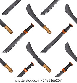 Seamless pattern with machete. Vector illustration of a machete.