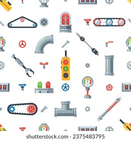 Seamless Pattern With Machine Parts Creating A Mesmerizing Mechanical Tapestry. Ideal For Industrial-themed Designs