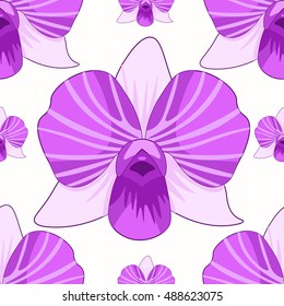 seamless pattern macro deuterium Orchid purple vector illustration