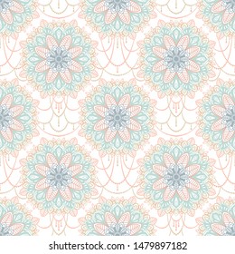 Seamless pattern with madala ornament, indian style, stylized jewelry, vector illustration