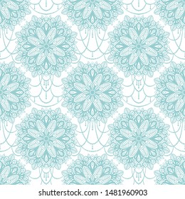 Seamless pattern with madala ornament,  winter palette, vector illustration