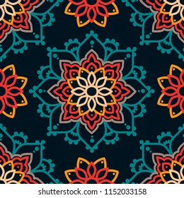 seamless pattern with madala ornament,orient style, vector illustration