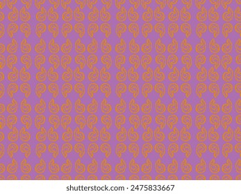 Seamless pattern made of abstract hand drawn curvy symbol. Components of pattern grouped - you can make bigger size of symbols and pattern. Orange symbols, purple background (backdrop). Abstraction.