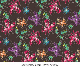 Seamless pattern made of abstract peony flowers with blurred petals texture. Flowers in bloom. Bright abstract flowers