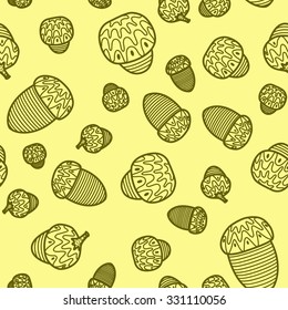 Seamless pattern made of acorns