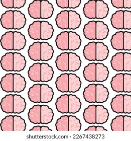 Seamless pattern made of brains. Mental health, self-care, good idea.