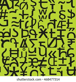 Seamless pattern made by mixed typographic signs. Texture with random characters and symbols. Endless background for print or web.