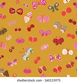 Seamless pattern made of cartoon butterflies. Seamless pattern can be used for wallpaper, pattern fills, web page backgrounds, surface textures. Gorgeous seamless background