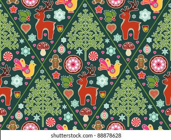 seamless pattern made up of Christmas icons and symbols