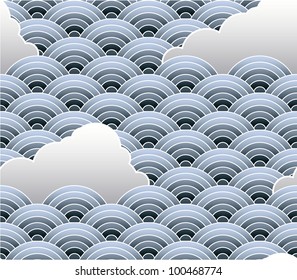 Seamless pattern made of clouds Select all the art and drop it into your swatches palette to create an Adobe Illustrator pattern.