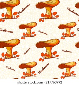 Seamless pattern made of colorful pretty mushroom (russula).