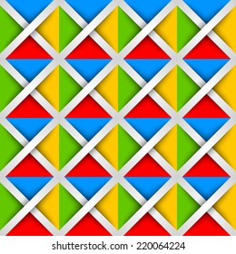 Seamless pattern made from colorful squares and white crosses