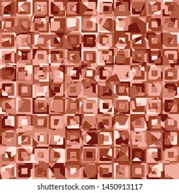 Seamless pattern made up of concentric squares with chaotic coloring. Copper camouflage. Shades of red and brown.