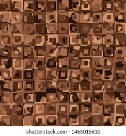 Seamless pattern made up of concentric squares with chaotic coloring. Copper camouflage. Shades of red and brown.