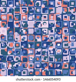 Seamless pattern made up of concentric squares with chaotic coloring. Summer colors - the mood of heat.